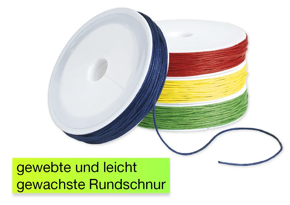 Gewachste Fädelschnur, 4 Farben à 25 m