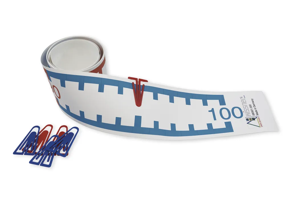 Demo tallinjesräknartejp med kardborrprickar, 3 m, 1-100