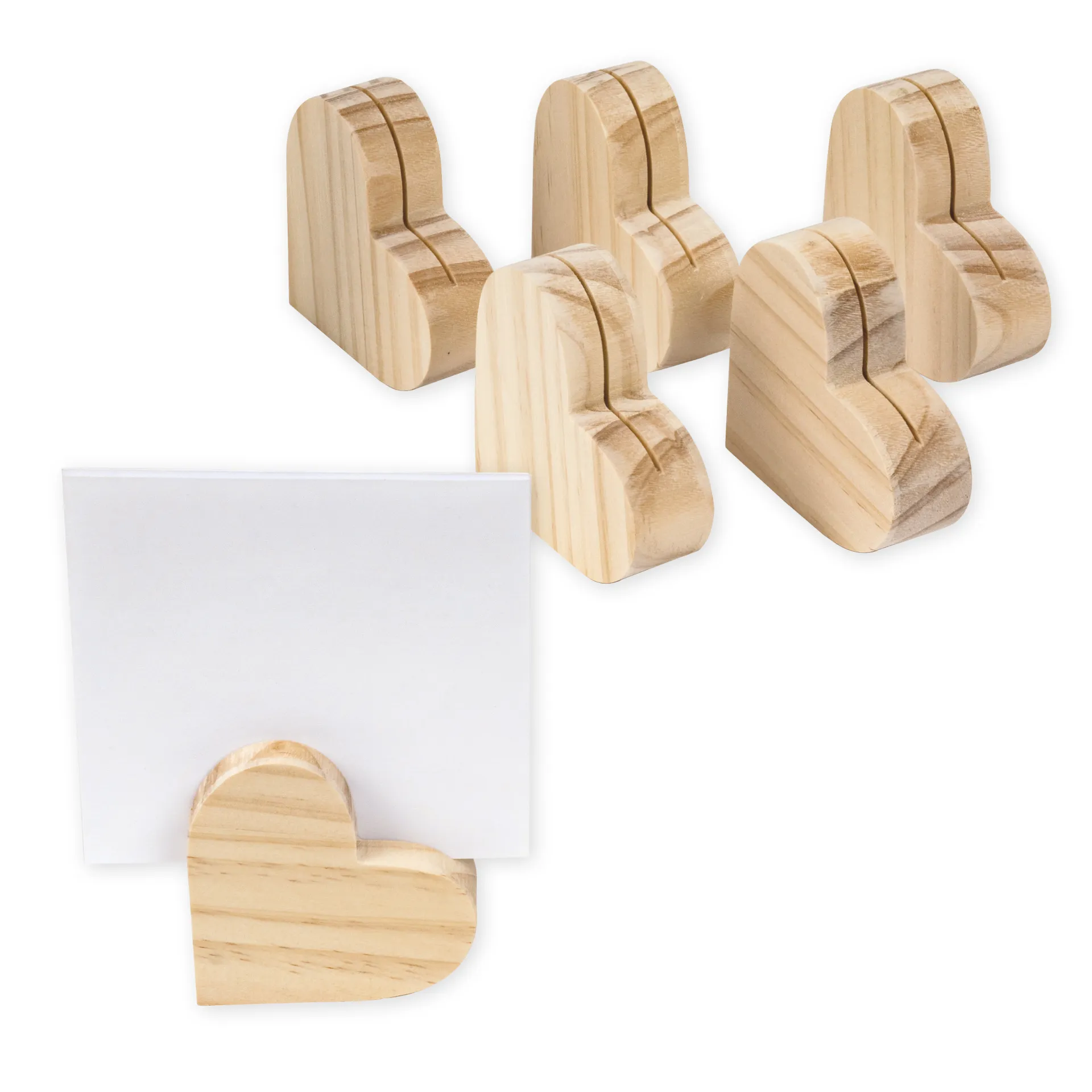 Kartenhalter "Herz" aus Holz, 6 Stück