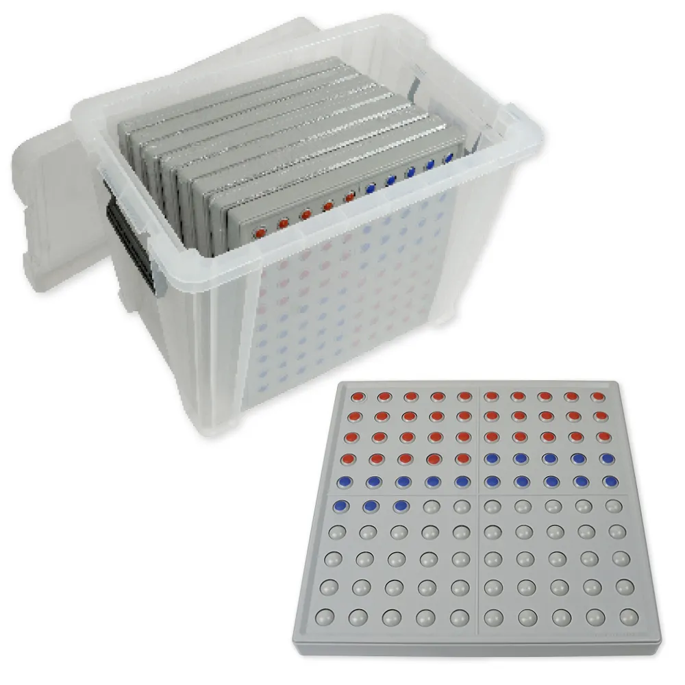 Klassensatz ABACO tricolor für 100-er Zahlenraum, rot-blau-grau, 8-tlg., in Box