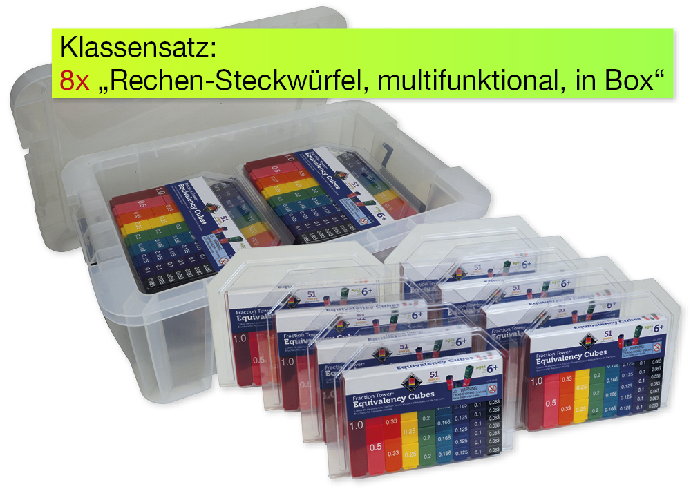 Klassensatz Rechen-Steckwürfel "Multifunktional", 8-tlg. in Stapel-Box