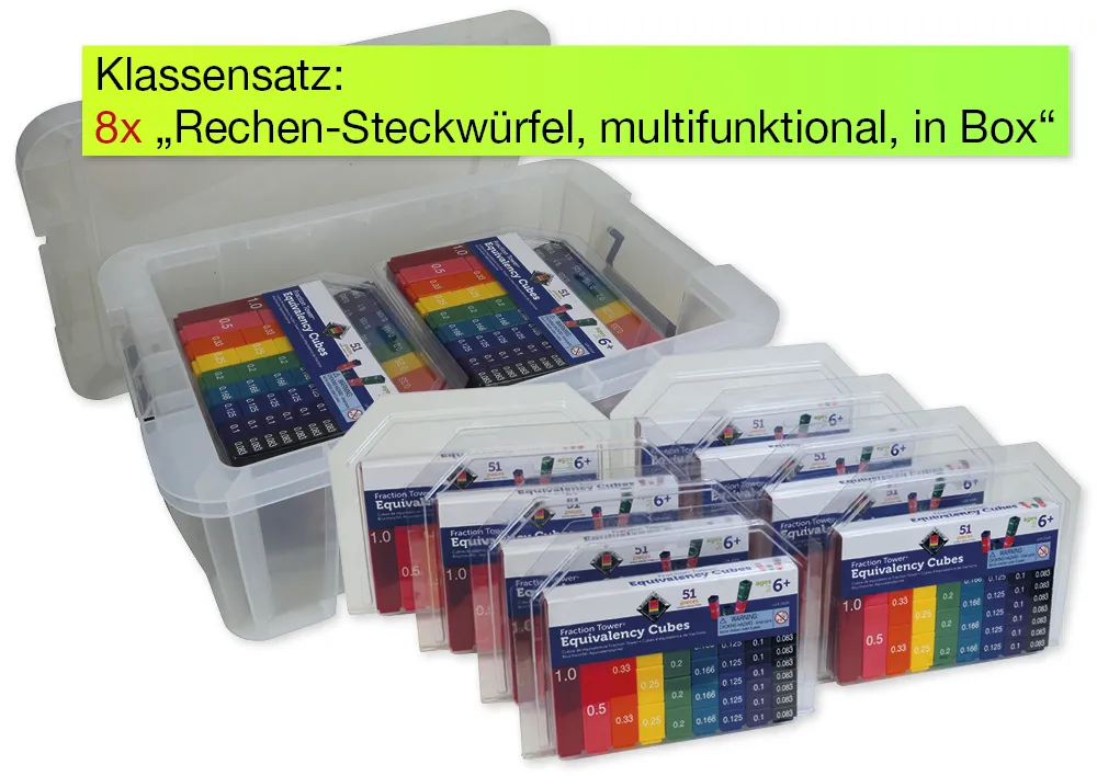 Klassensatz Rechen-Steckwürfel "Multifunktional", 8-tlg. in Stapel-Box