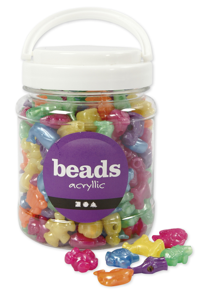 Hagemann Kunststoff-Perlen "Tiere", 25 mm ø, ca. 220 Stück