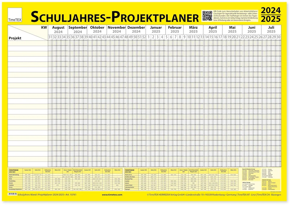 TimeTEX Schuljahres-Wand-/Projektplaner 2024/2025