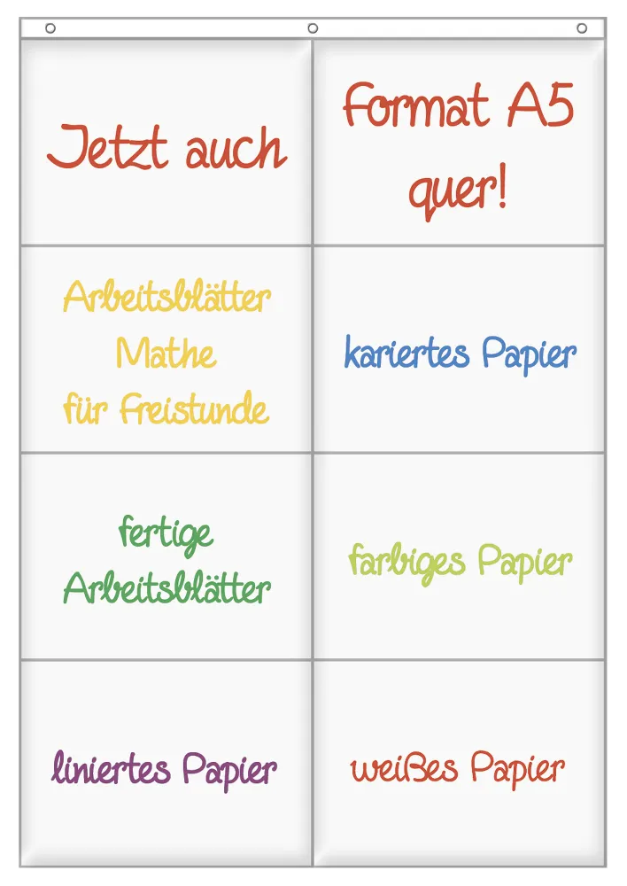 Organisateur mural avec crochets, 8 compartiments format A5