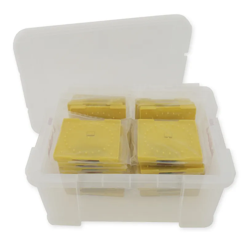 Klassensatz Geometrie-Brett doppelseitig (5x5 Stifte), 24 Stück in Box, 15x15 cm, gelb