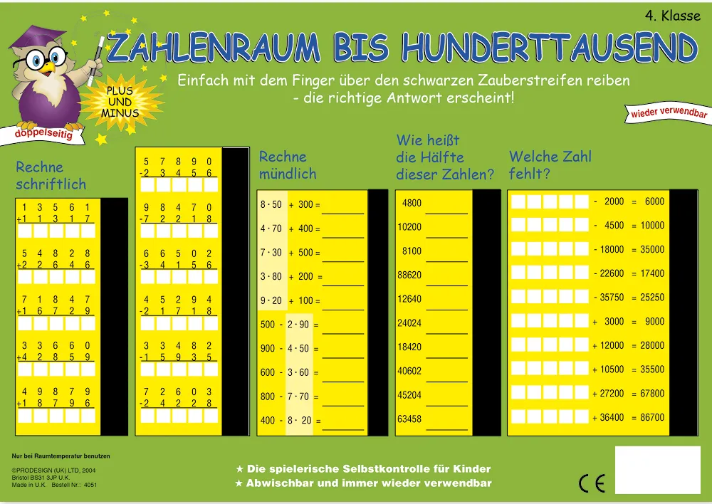 TimeTEX Zaubertafel "Mathematik" Zahlenraum bis 100.000