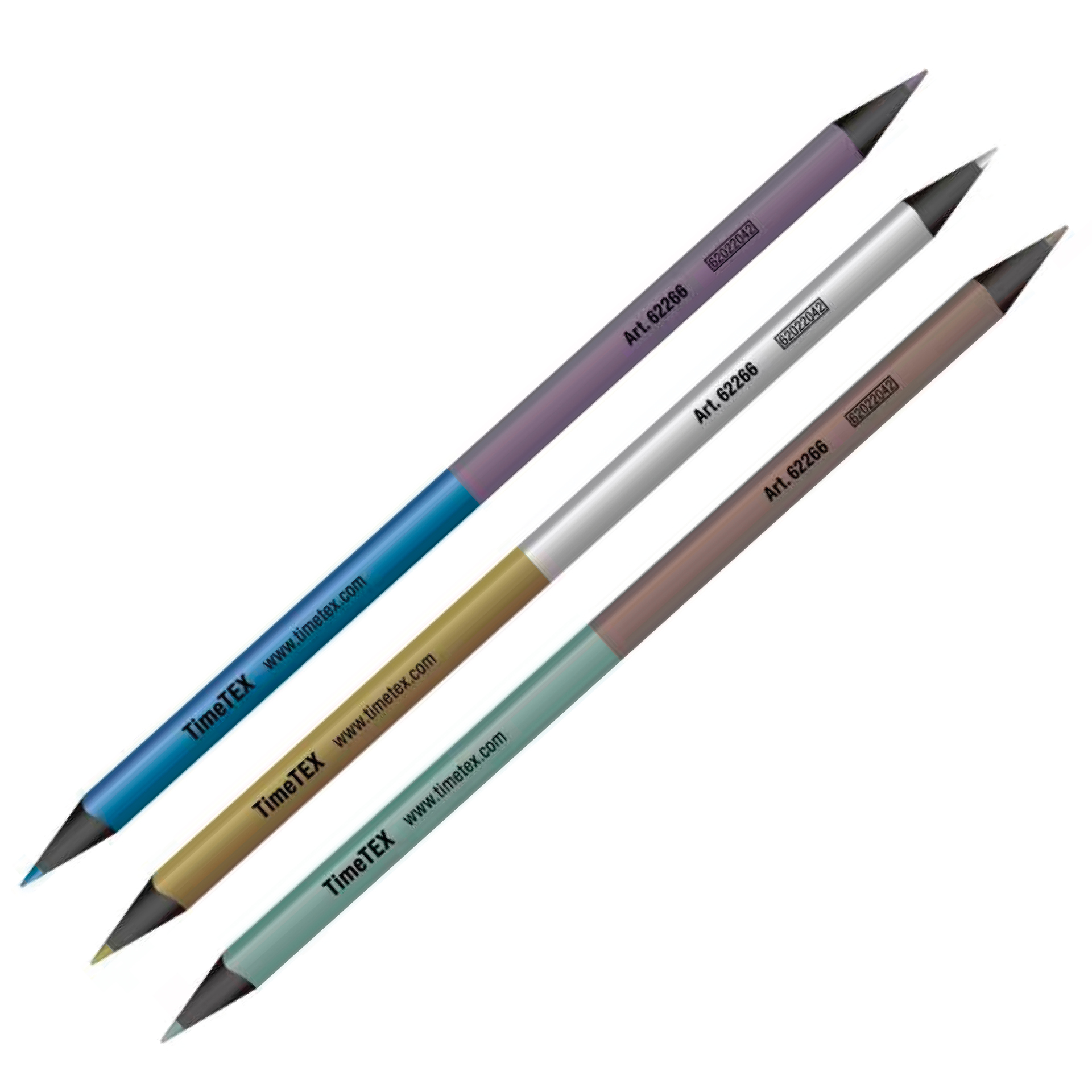 TimeTEX Set Metallic-Buntstifte mit zwei Farbseiten, 3-kant, 3-tlg.