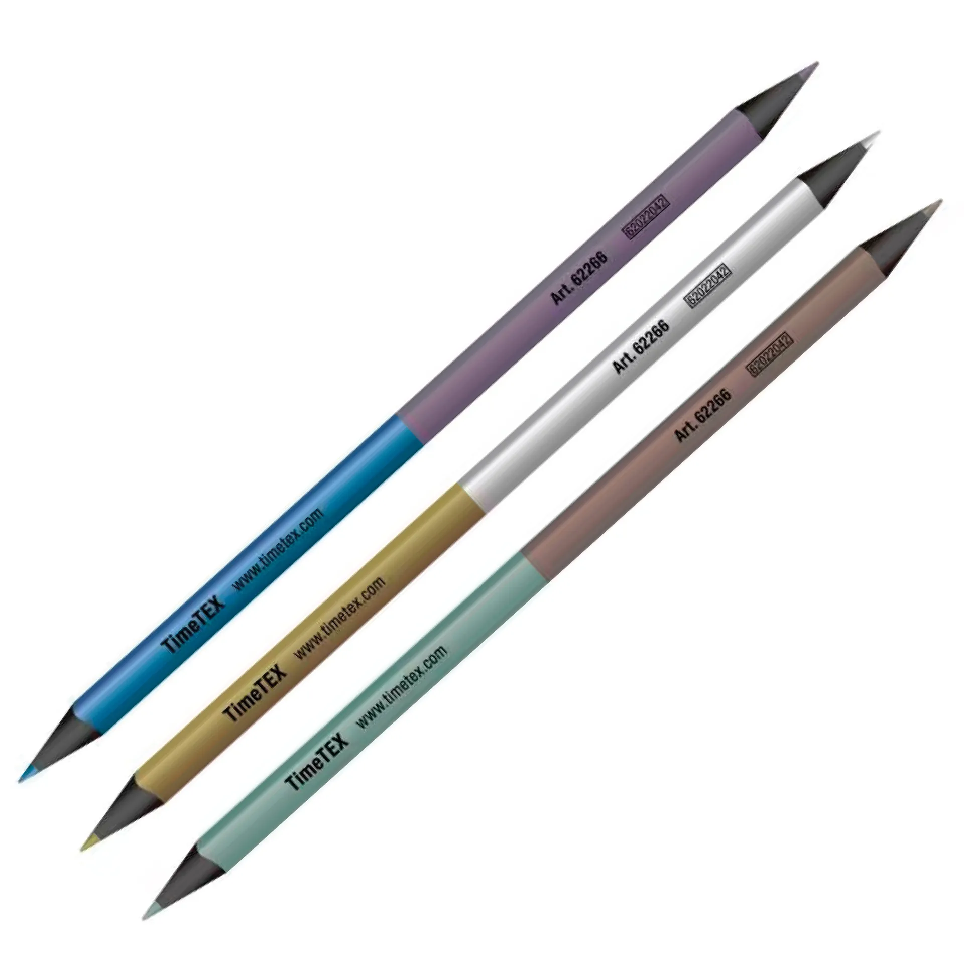 TimeTEX Set Metallic-Buntstifte mit zwei Farbseiten, 3-kant, 3-tlg.