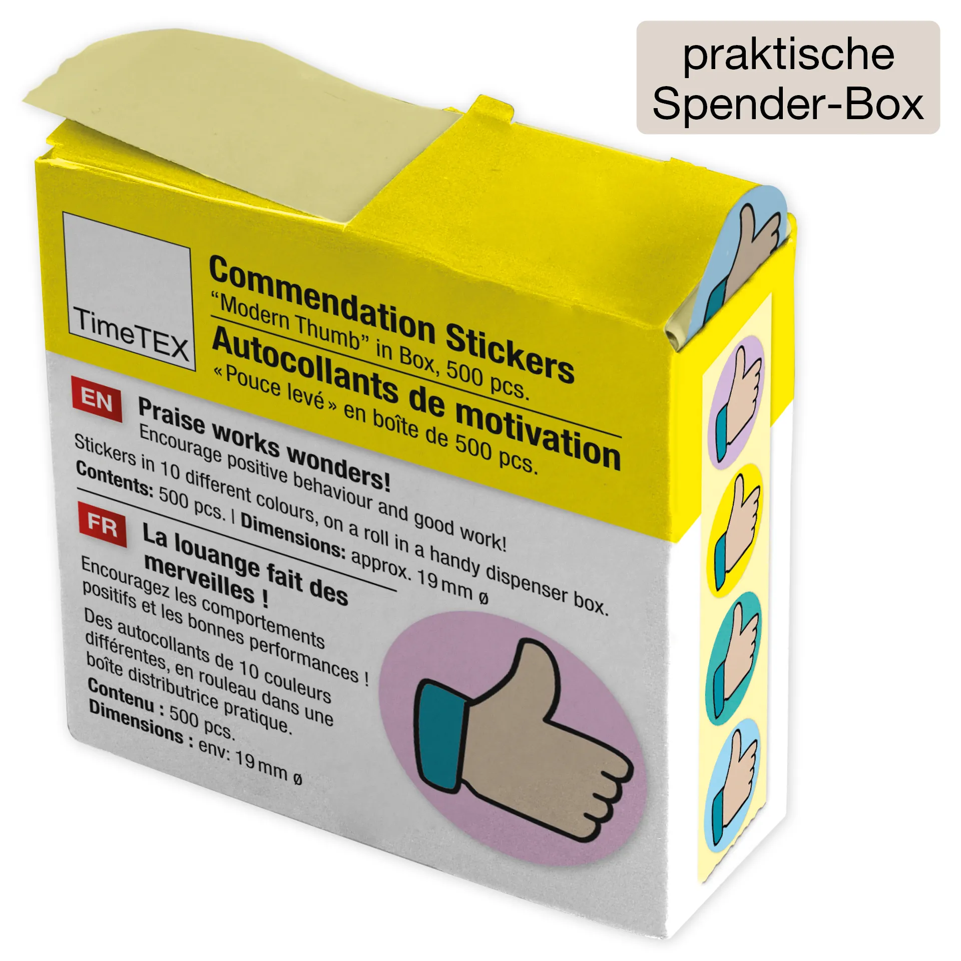 Abțibilduri pentru motivare și recompensare "OK modern", în cutie-dispenser, 500 de bucăți