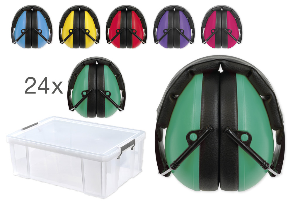 TimeTEX Klassensatz Gehörschutz - Lärmschutz - Ohrkapsel Kinder - Lernkopfhörer "Auris Plus", 24-tlg., in Box