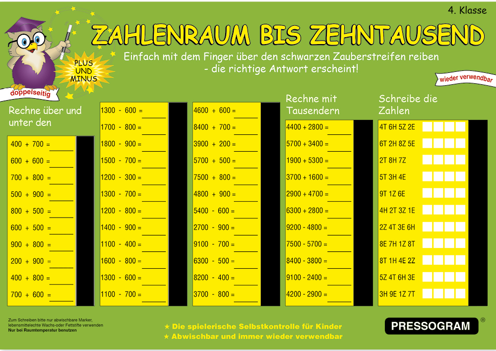 TimeTEX Zaubertafel "Mathematik" Zahlenraum bis 100.000