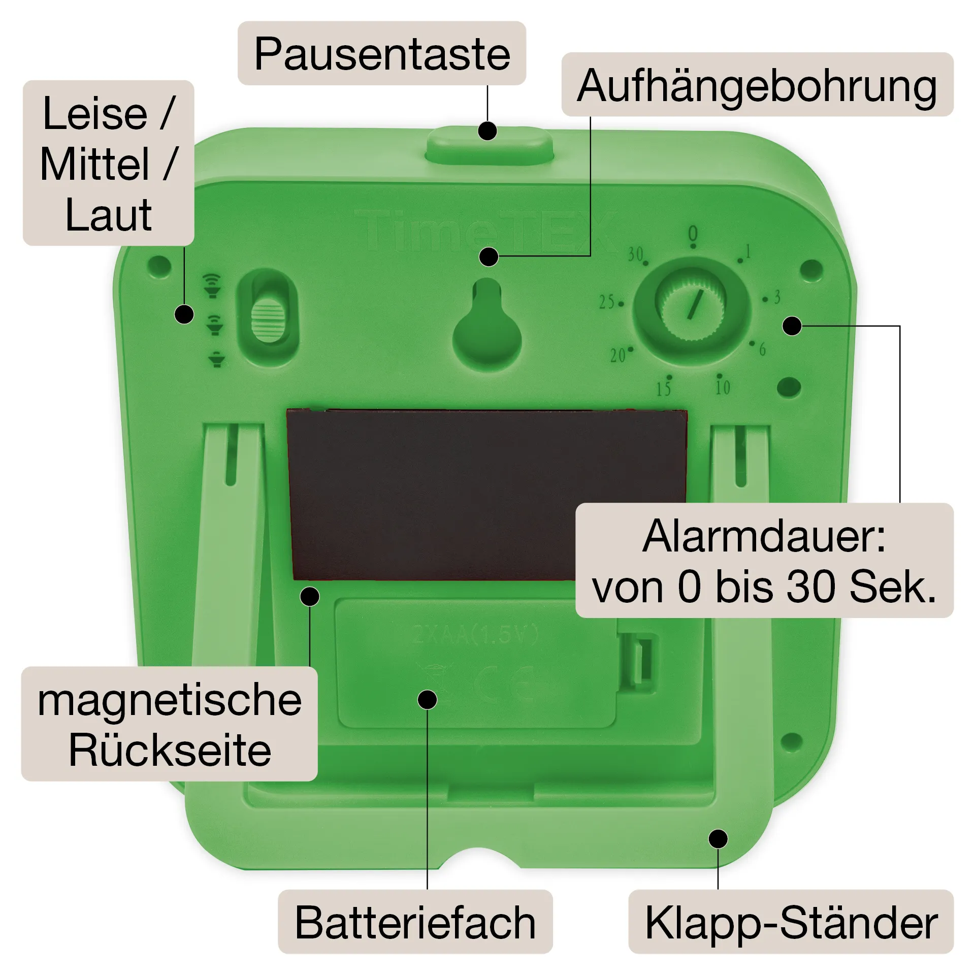 TimeTEX lydløs timer ColorLINE, med pauseknap