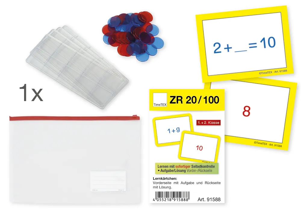TimeTEX Schüler-Übungsset "Zahlenraum bis 20", 46-tlg. in Beutel