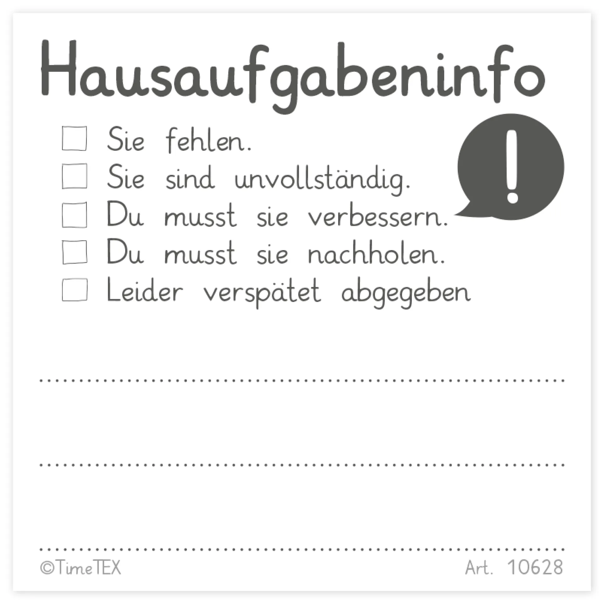 Haftnotiz-Block "Hausaufgabeninfo", 65x65 mm, 100 Blatt