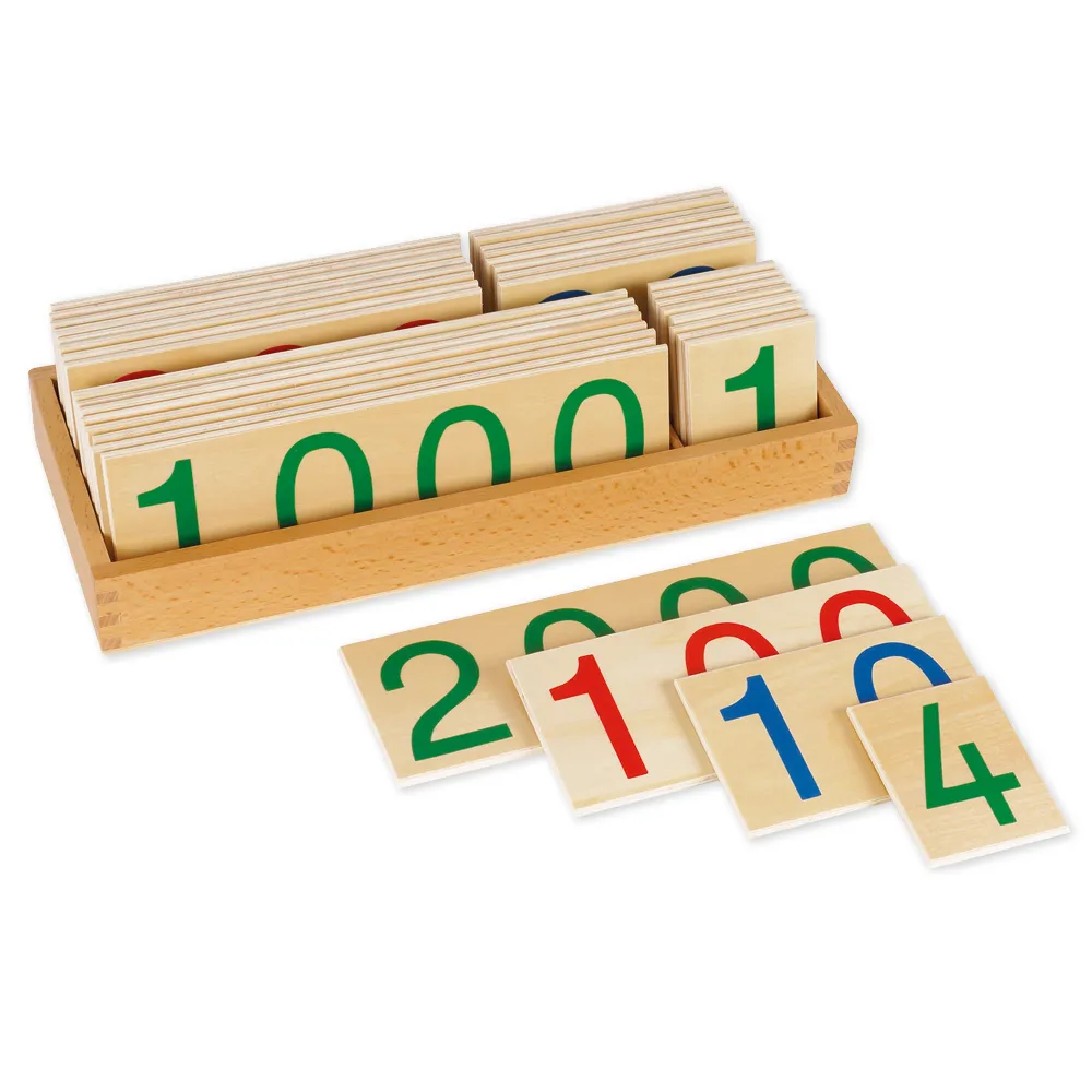 TimeTEX Hölzerne Zahlenkarten 1-9.000, groß, im Kasten "Montessori Premium"
