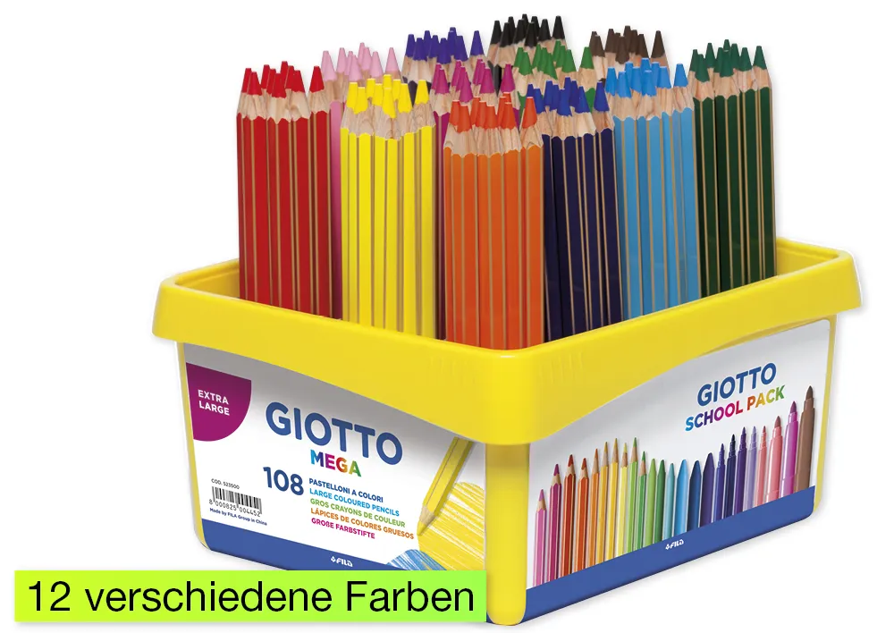 GIOTTO Gruppen-Set Buntstifte, Mine 5,5 mm, 108-tlg.