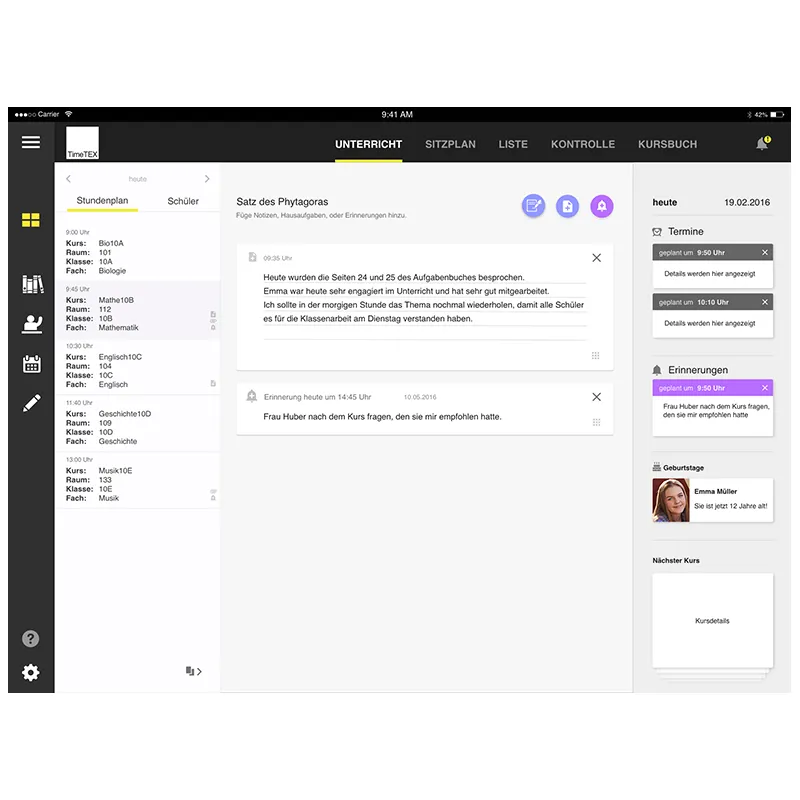TimeTEX Web-App-Schulplaner