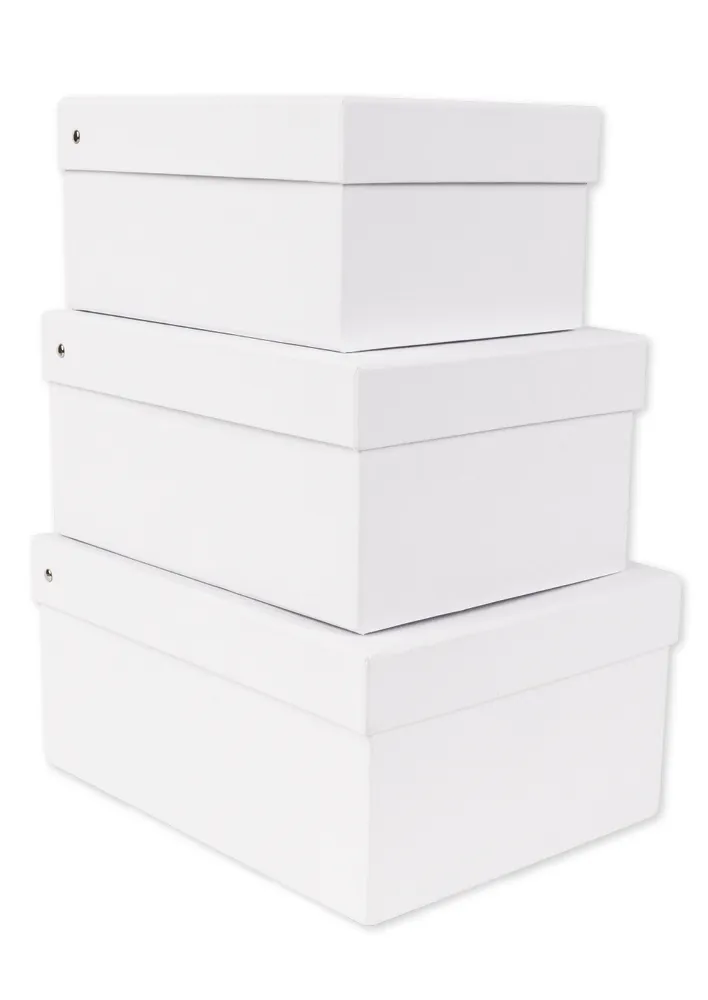 Karteikasten aus Pappe, weiß, 3 verschiedene Größen mit Klappdeckel