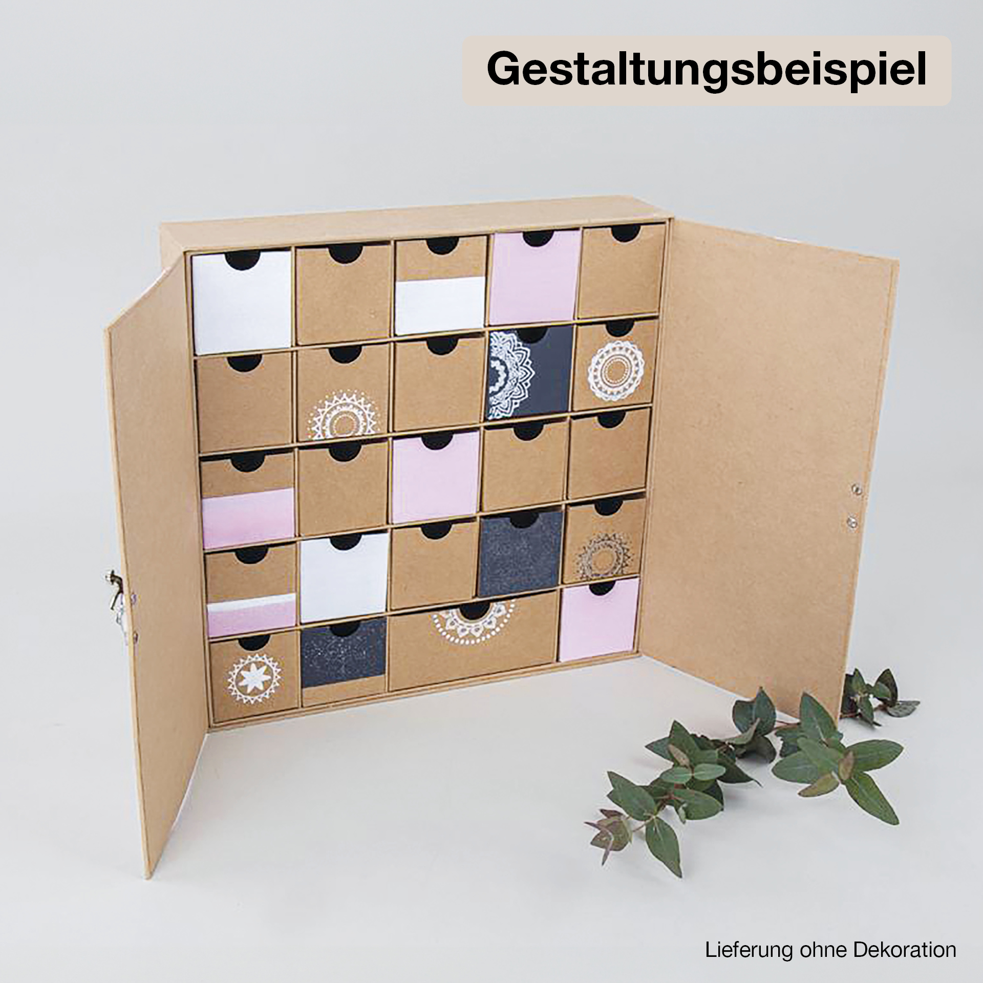 Adventskalender "Schränkchen" aus Pappmaché