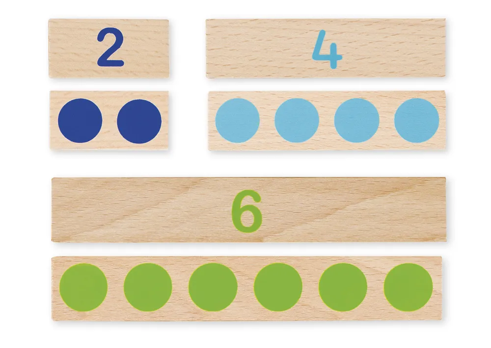 Rechenstäbe mit Zahlen und Mengen, 36-tlg.