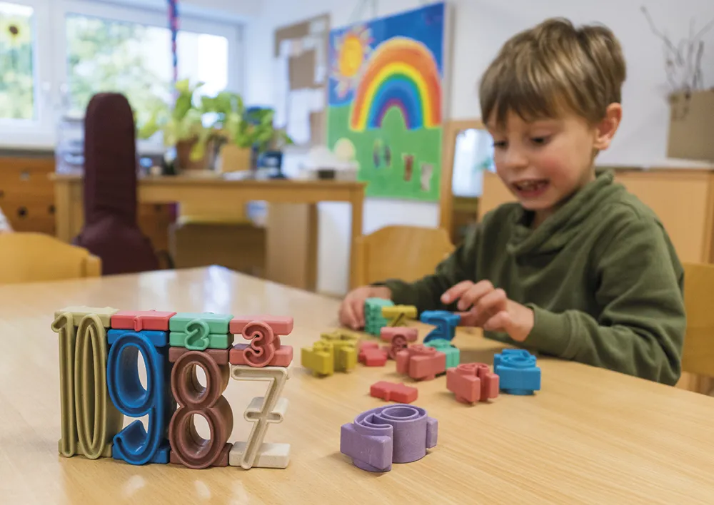 Klassensatz Stapel-Zahlen Montessori-Farben, 8-tlg., in Stapel-Box "Montessori Premium"