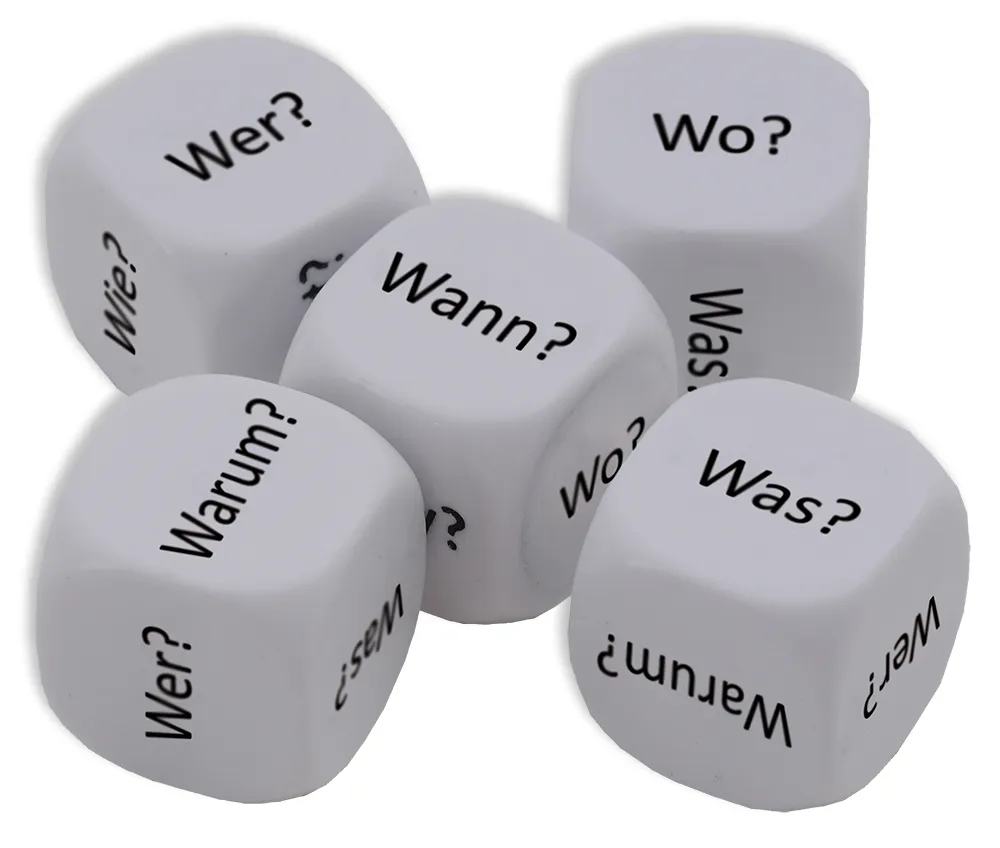 Tärningsset "Fragewörter" 5 delar, 16 mm