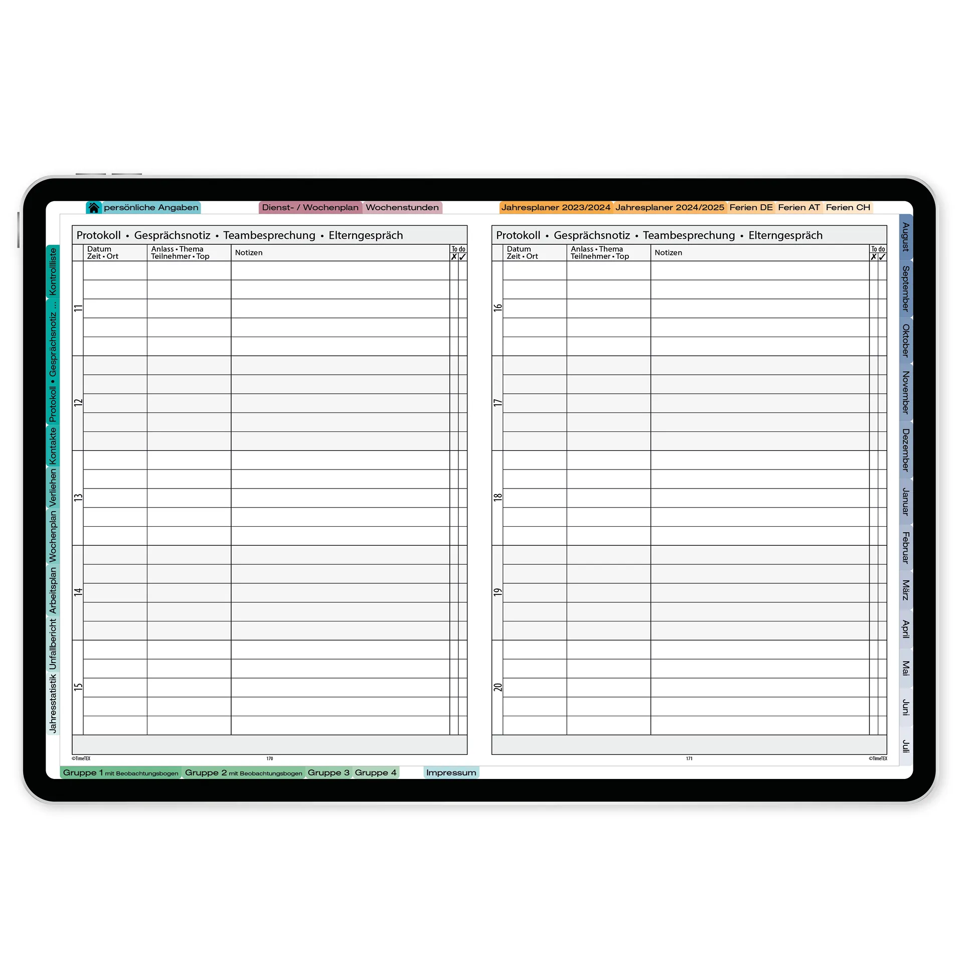 TimeTEX Digitaler KiTa-System-Planer DigiPlan 2026/2027