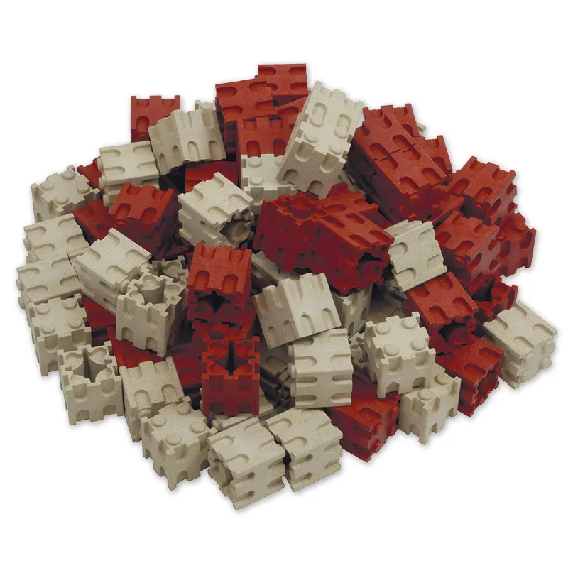 Set Rechen-Steckwürfel aus RE-Wood, 100-tlg., 2x2 cm, rot/naturfarben II./SO