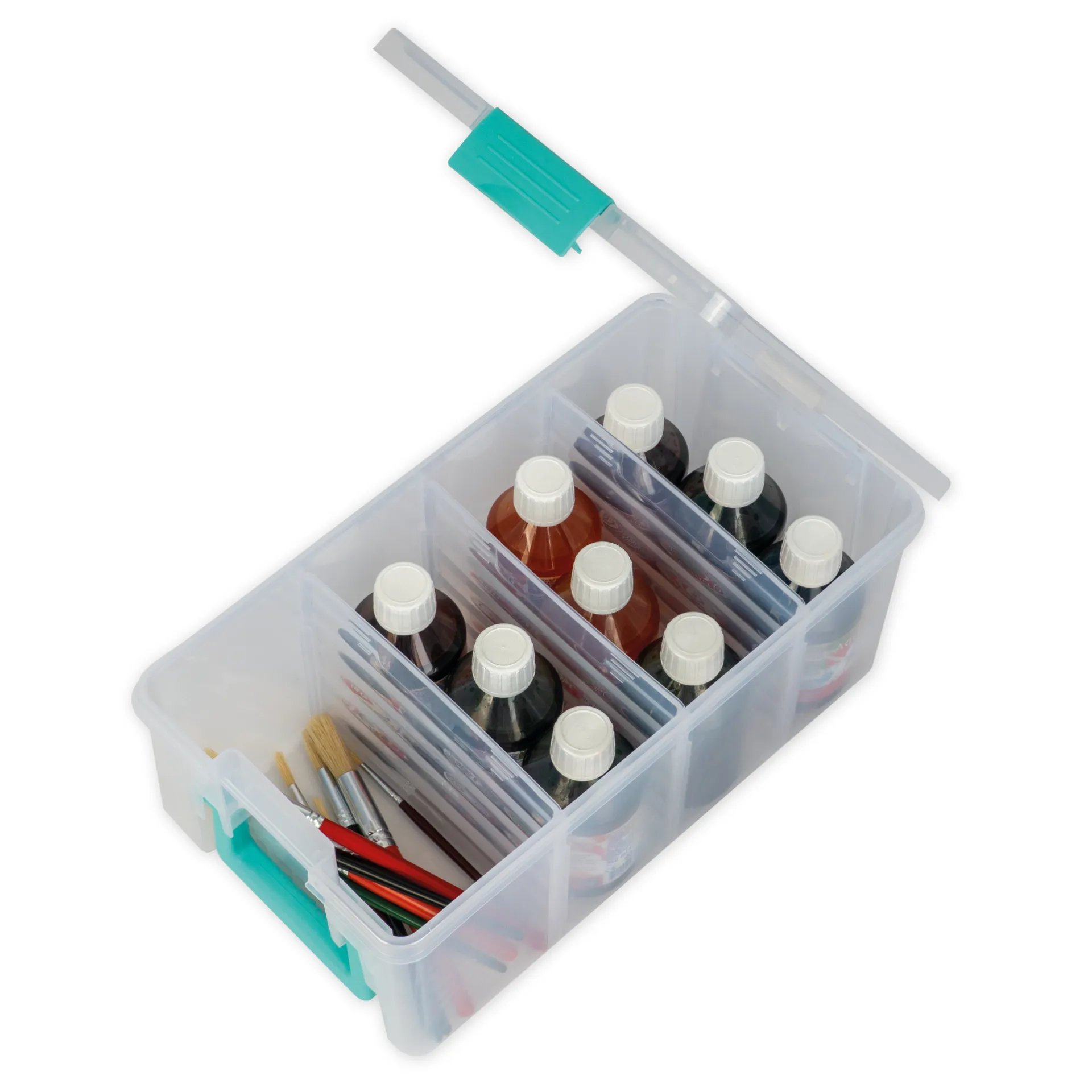 TimeTEX klapdekselbox met pennenhouder, transparant