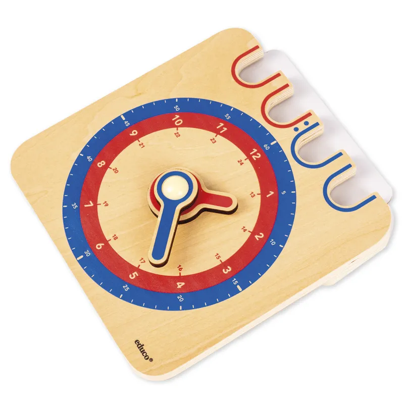 Schüler-Lern-Uhr 1-24 analog/digital, manuell, aus Holz