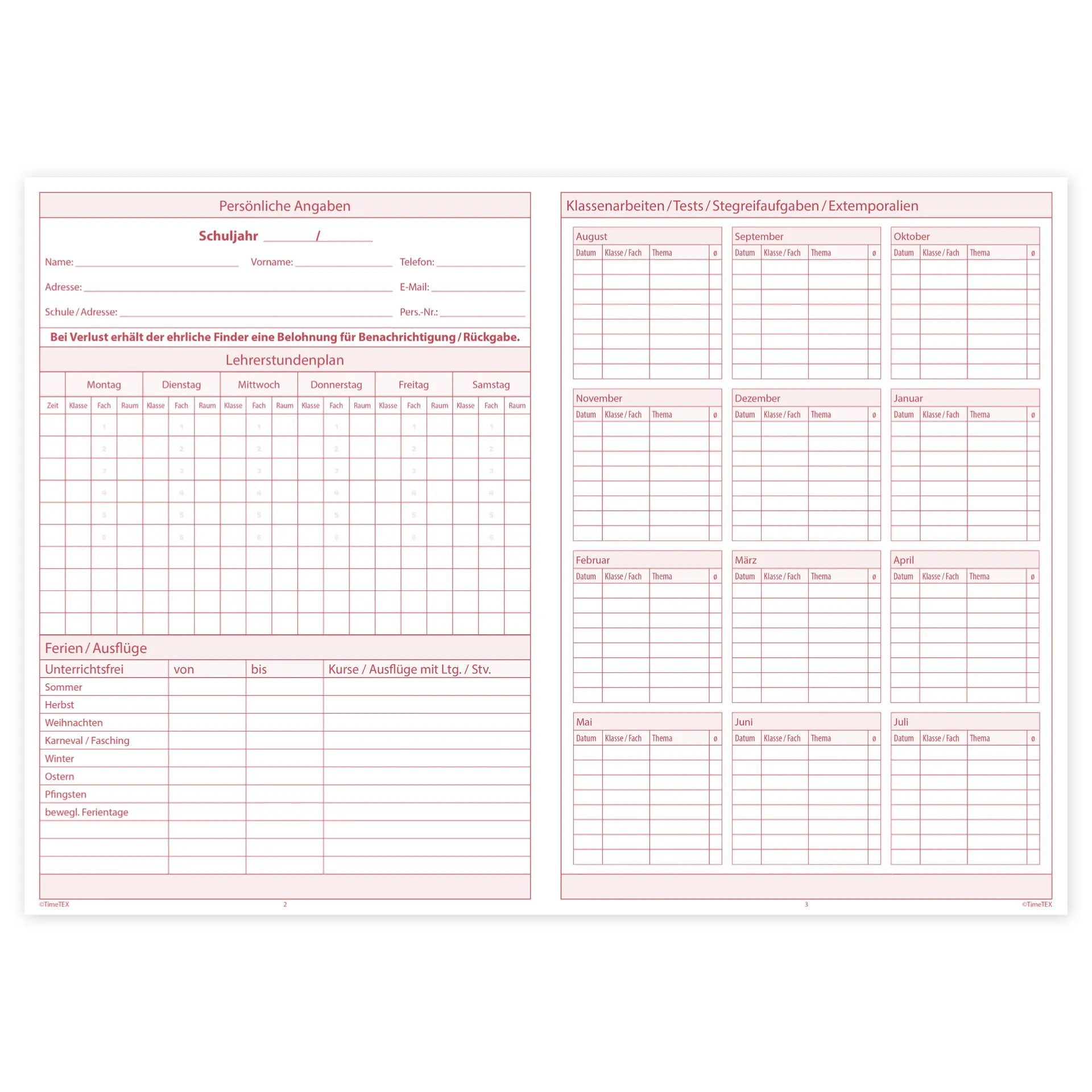 TimeTEX Unterrichts-Planer Universal, A5