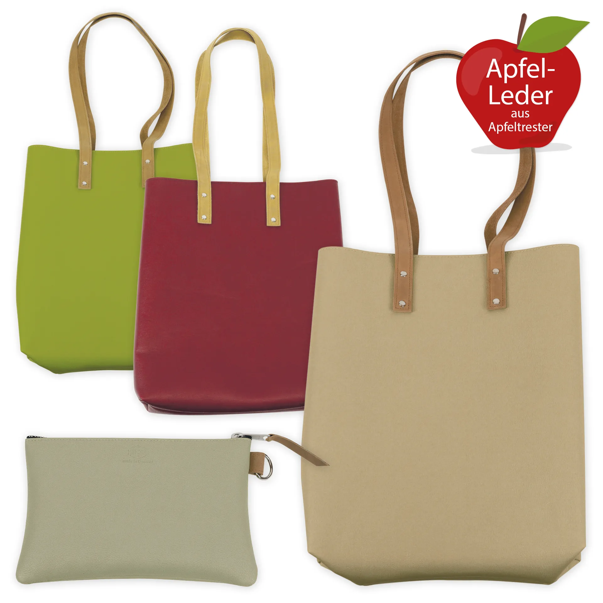 Bolso de hombro "Mali" de cuero de manzana