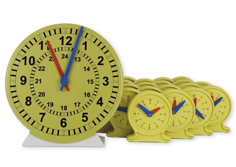 Lär dig klockan ställd 1-24 med roterande tim + minut visare