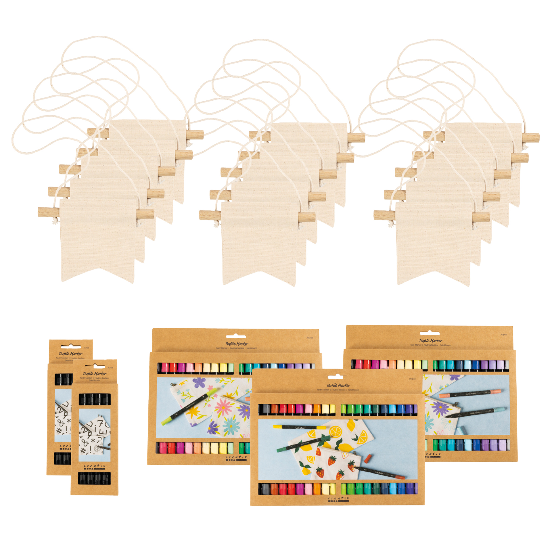 TimeTEX Gruppen-Bastelset "Wimpel bemalen", 60 Stück