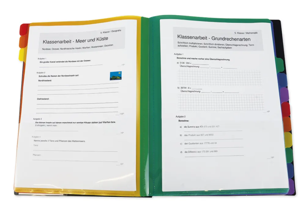 TimeTEX Tisch-Fächermappe 1-12 A4, farbig mit Verschlussgummi