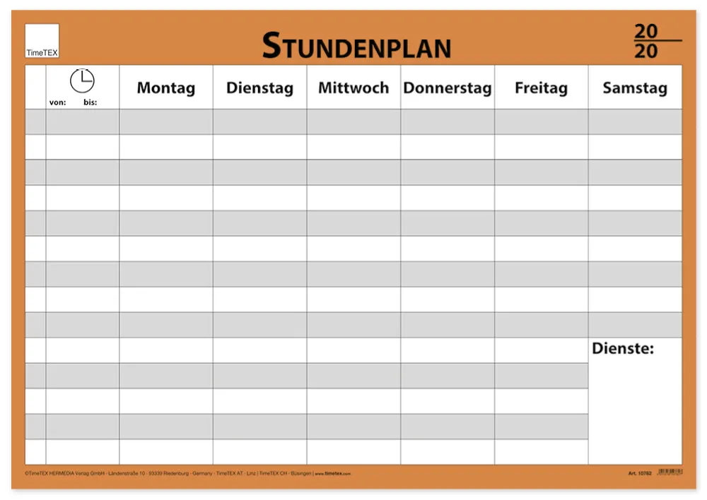 TimeTEX Wand-Stundenplan mit Stift + Klick-Fix-Halter