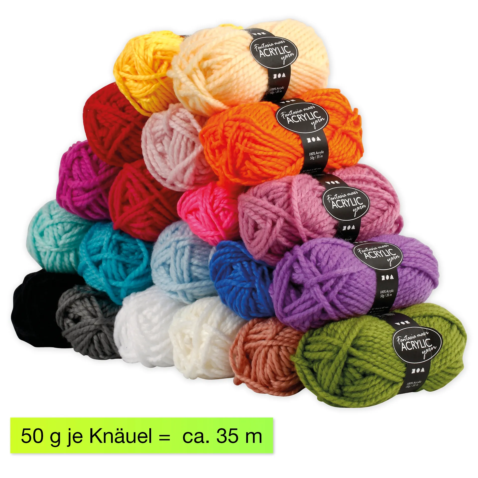 Set Polyacryl-Garn 2-fädig, 20 Farben à 50 g