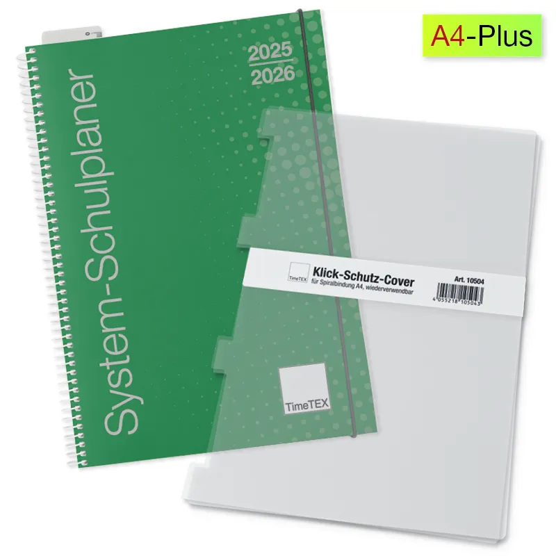 System-Schulplaner-Set 2025/2026 A4-Plus, grün, mit Klick-Schutz-Cover System-Schulplaner-Set 2025/2026 A4-Plus, grün, mit Klick-Schutz-Cover