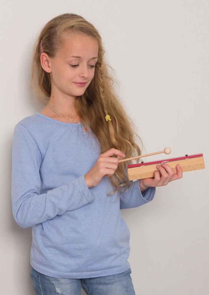 Set Klangbausteine mit Buchenkorpus, bunt, 10 Stück mit Schlägel