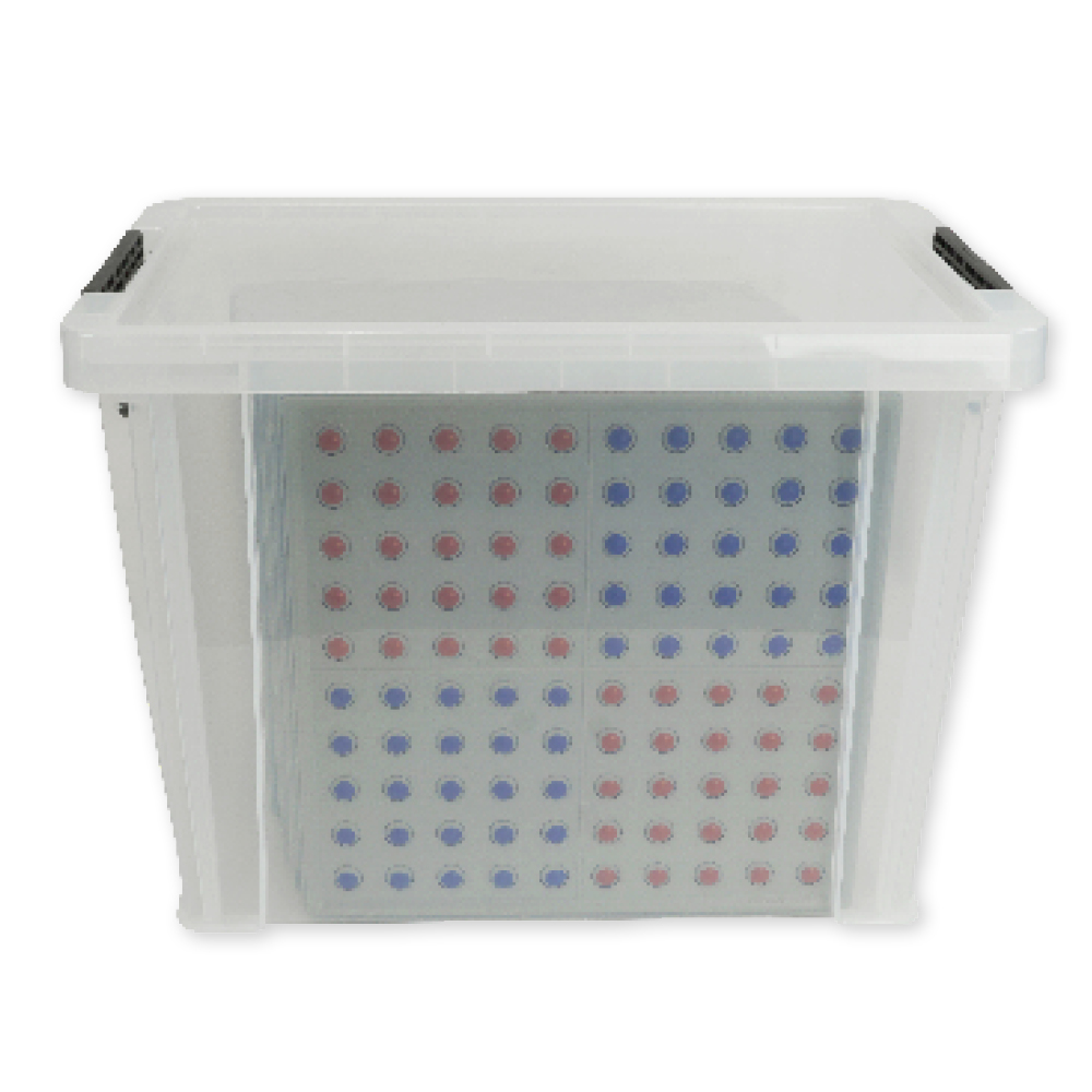 Klassensatz ABACO tricolor für 100-er Zahlenraum, rot-blau-grau, 8-tlg., in Box