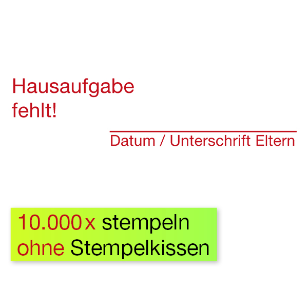 Siebdruck-Stempel "Perpetuum", "Hausaufgabe"