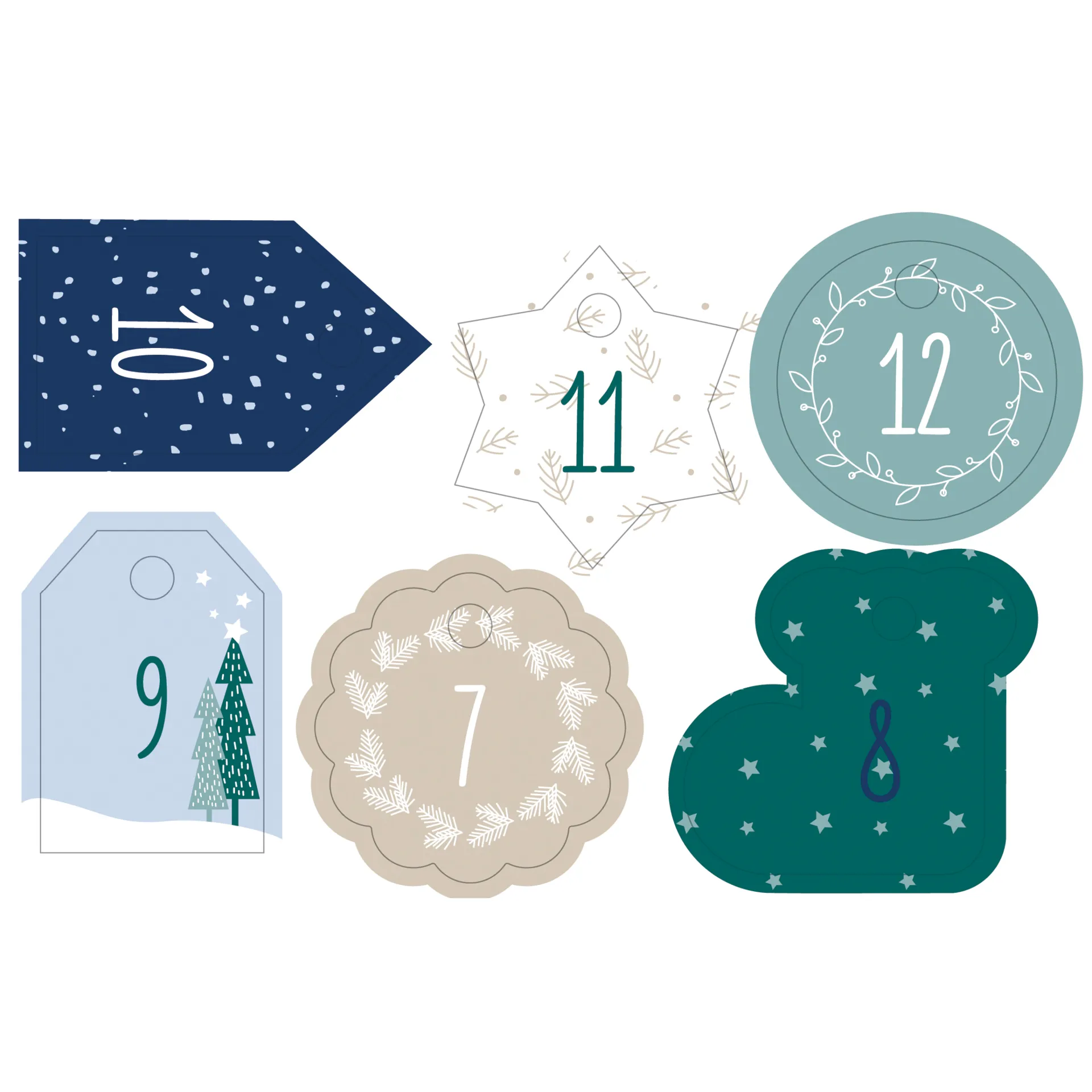 Bastelset "Adventskalender Basic", Stoffbeutel, 49-tlg.