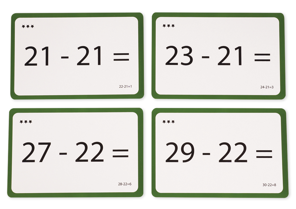 Matematické kartičky "Odčítání", 249 ks. V kartonové krabici