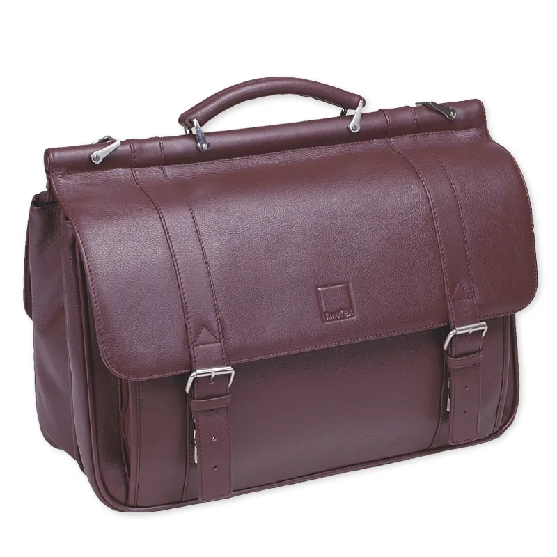 TimeTEX Lehrertasche "Compacta", bordeaux (aubergine), Rinds-Nappa-Leder II./SO