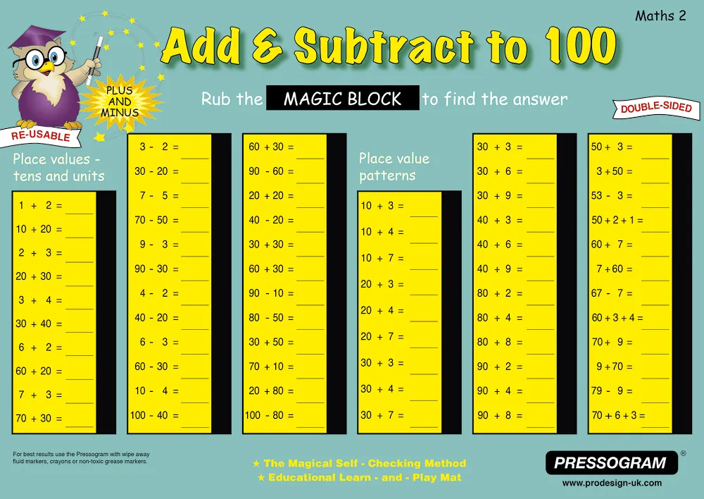 TimeTEX Zaubertafel "Mathematik" Englisch Zahlenraum bis 100