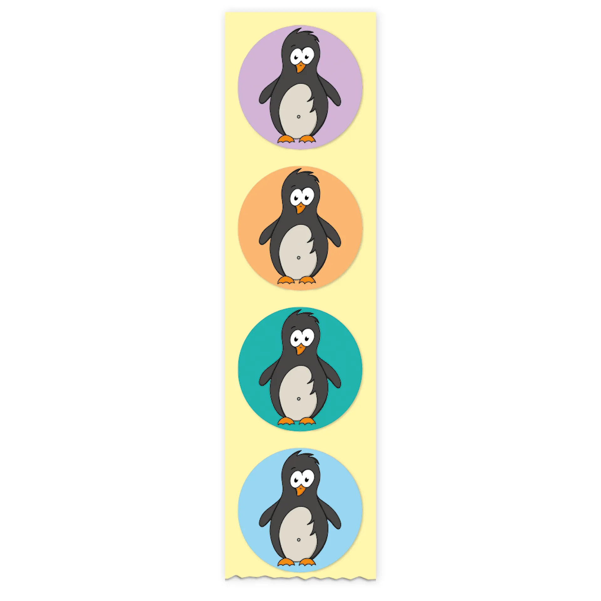 Beloningsstickers "pinguin" in dispenser, 500 stuks