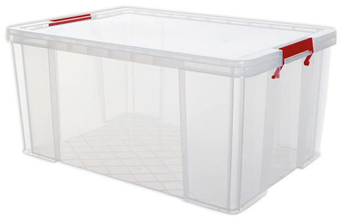 Plastkasse stabelbar, gennemsigtig, 70 liter