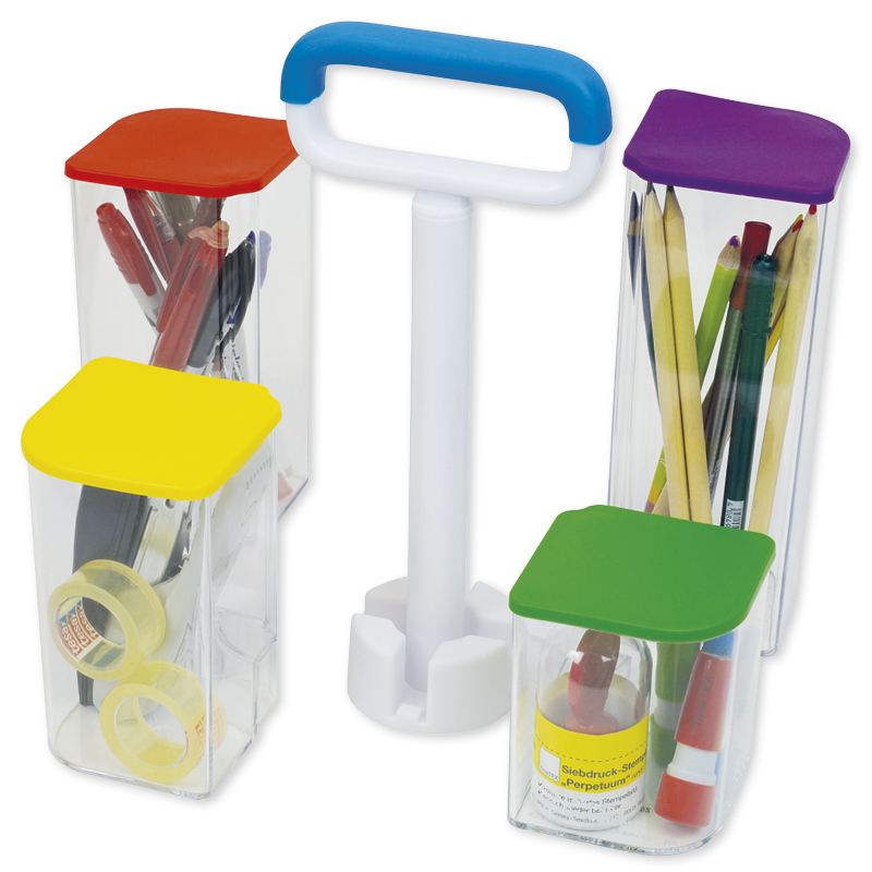 Tisch-Organizer "transparent", Kunststoff, mit Deckel, 4-tlg. Tisch-Organizer "transparent", Kunststoff, mit Deckel, 4-tlg.