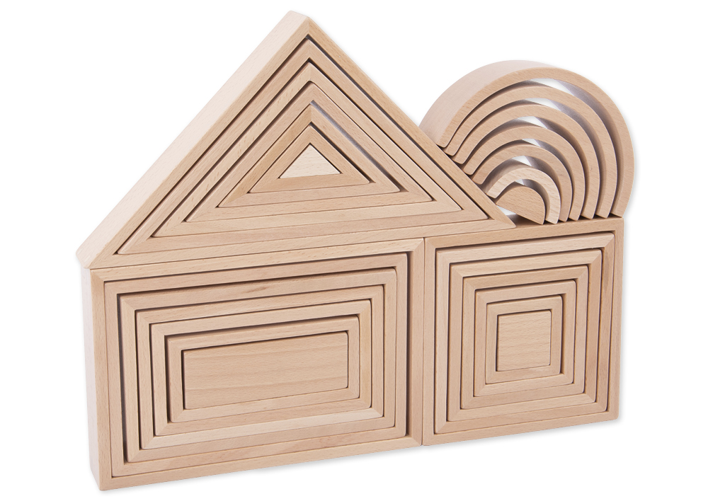 Holzbausteine "Architektur", naturbelassen, 28-tlg.